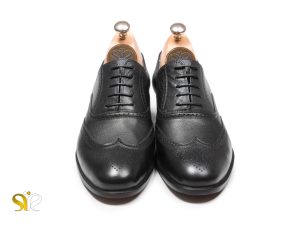 کفش تمام چرم دستدوز مردانه مدل روتین رنگ مشکی