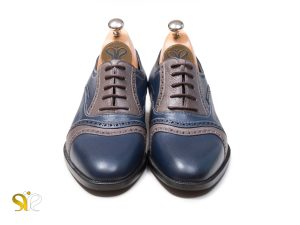 کفش چرم دستدوز تبریز مدل والیس سرمه ای طوسی - 3