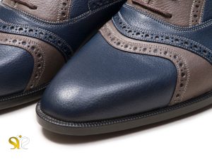 کفش چرم دستدوز تبریز مدل والیس سرمه ای طوسی - 5
