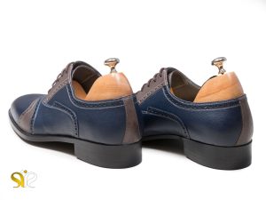 کفش چرم دستدوز تبریز مدل والیس سرمه ای طوسی - 6