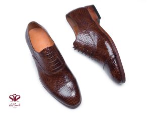 کفش مجلسی چرم مردانه مدل جیمز پوست ماری عسلی 4