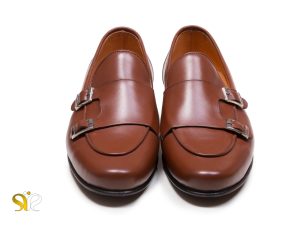 کفش چرم دو سگک دستدوز مردانه مدل ماریو