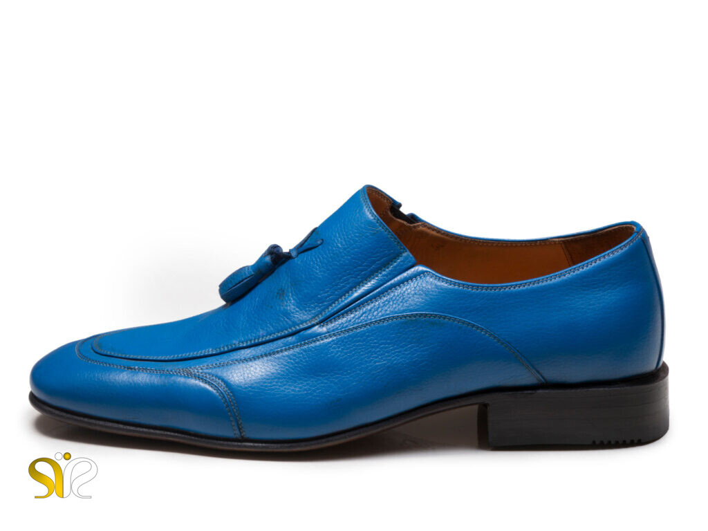 کفش چرم مردانه لوفر مدل اورتون آبی