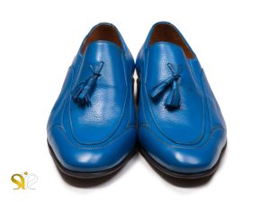 کفش چرم مردانه لوفر مدل اورتون آبی