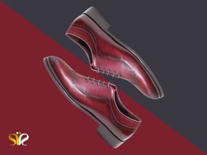 ست کفش چرم زرشکی مردانه مدل نیکولا