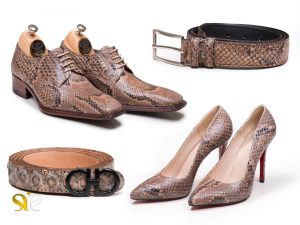 ست کمربند زنانه چرم پوست ماری مدل راگا