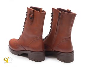 نیم بوت زنانه چرمی مدل نیلا رنگ عسلی