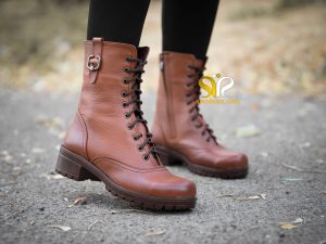 نیم بوت زنانه چرمی مدل نیلا رنگ عسلی