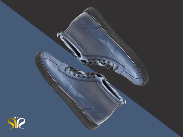 نیم بوت چرم مردانه رنگ آبی کریستین