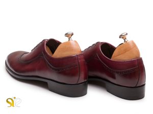 کفش زرشکی چرم مردانه مدل نیکولا
