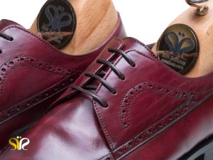 کفش چرم مجلسی مردانه مدل رونی زرشکی