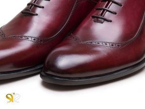 کفش چرم مردانه زرشکی مدل نیکولا