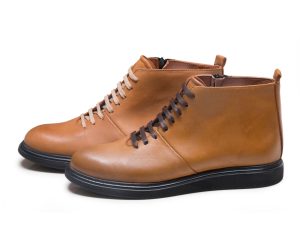 نیم بوت مردانه چرم مدل چارلی عسلی