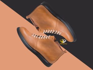 نیم بوت مردانه چرم مدل چارلی عسلی