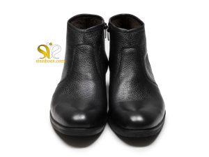 پوتین مردانه چرمی مدل فوسکو ساده بی سگک مشکی