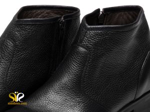 پوتین مردانه چرمی مدل فوسکو ساده بی سگک مشکی