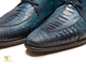 چرم پای شترمرغ رنگ آبی