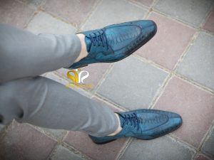 کفش آبی مجلسی مردانه چرم ماری
