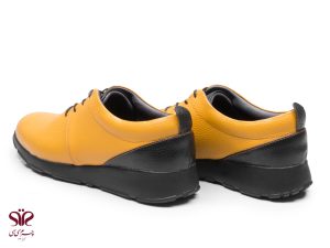 کفش زنانه اسپورت تهیه شده از چرم طبیعی گاوی مدل پانیذ زرد