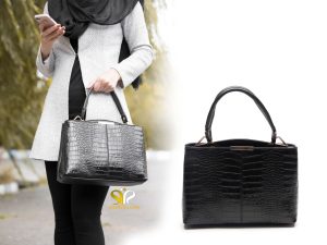 کیف زنانه مدل فانو کروکودیلی مشکی -7