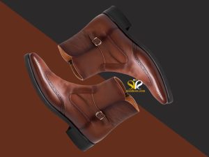 نیم بوت چرم عسلی