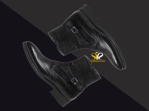 نیم بوت مشکی چرم دستدوز