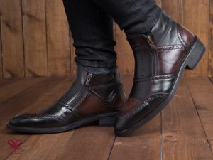 نیم بوت چرم مردانه دستدوز مدل سهند 5