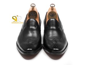 کفش چرم مردانه بی بند مدل اشکی پلاس مشکی