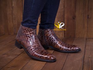 نیم بوت مردانه شیک مجلسی مدل هلمن قهوه ای