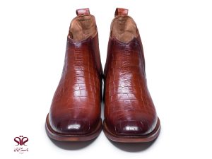 نیم بوت چرم مجلسی مردانه مدل باتیستا رنگ عسلی 2