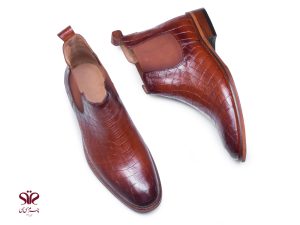 نیم بوت چرم مجلسی مردانه مدل باتیستا رنگ عسلی 4