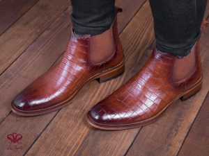 نیم بوت چرم مجلسی مردانه مدل باتیستا رنگ عسلی 6