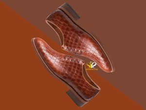 کفش عسلی مردانه پوست ماری