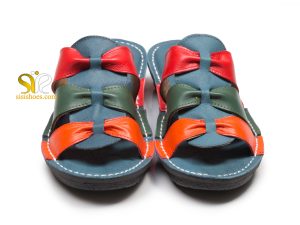 دمپایی زنانه مدل رنگین کمان سه کمر رنگ آبی