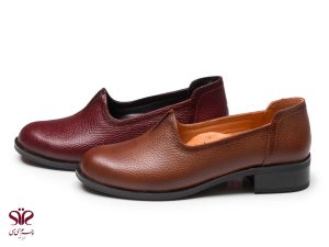 کفش زنانه پاشنه کوتاه مدل زیبا زرشکی