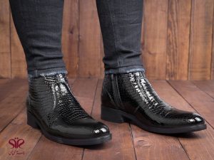 نیم بوت چرم مجلسی مردانه مدل فلوس مشکی 5