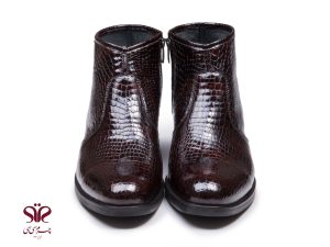 نیم بوت چرم مردانه مجلسی مدل فلوس سی سی رنگ قهوه ای تیره 2