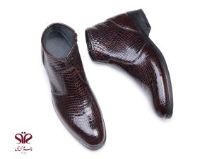 نیم بوت چرم مردانه مجلسی مدل فلوس سی سی رنگ قهوه ای تیره 4