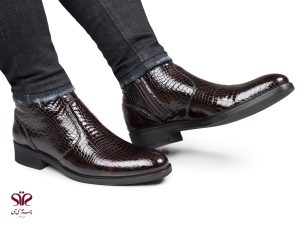 نیم بوت چرم مردانه مجلسی مدل فلوس سی سی رنگ قهوه ای تیره 5