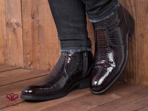 نیم بوت چرم مردانه مجلسی مدل فلوس سی سی رنگ قهوه ای تیره 6