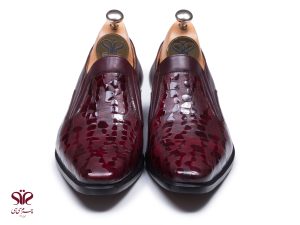 کفش مجلسی مردانه مدل مادرید زرشکی