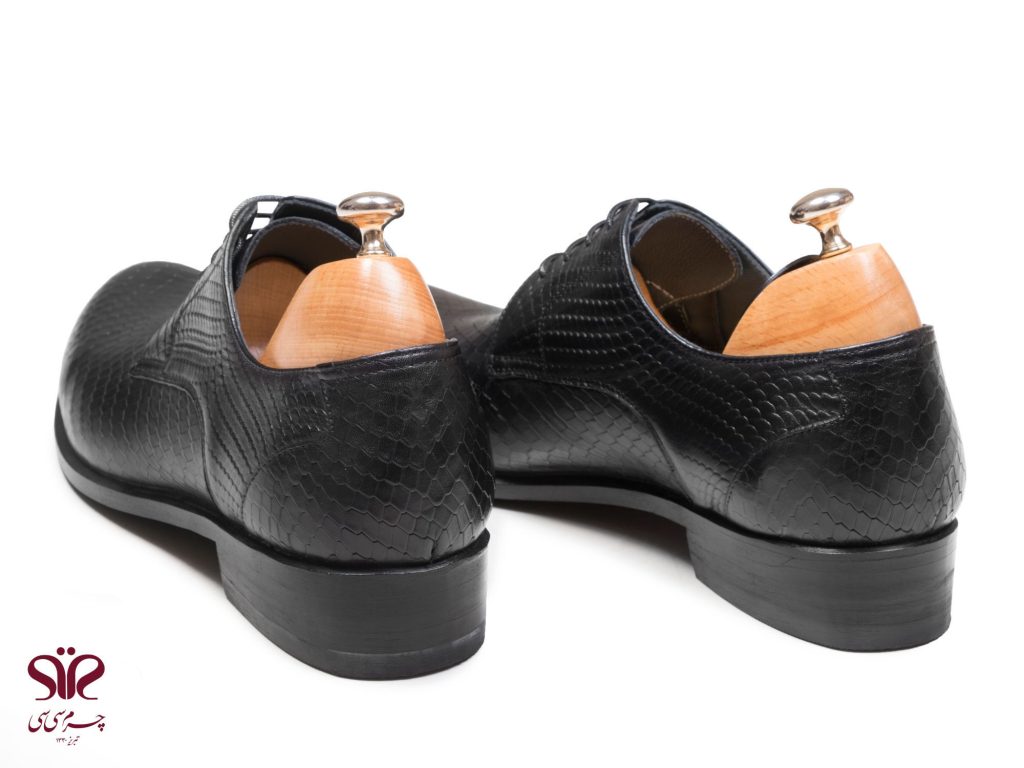 کفش مردانه زیره چرم با کفی طبی قابل تعویض مدل آمستردام مشکی