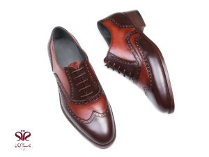 کفش چرم مردانه مدل سورن رنگ قهوه ای ترکیبی 4