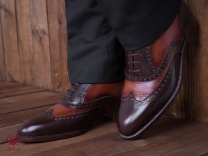 کفش چرم مردانه مدل سورن رنگ قهوه ای ترکیبی 5