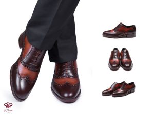 کفش چرم مردانه مدل سورن رنگ قهوه ای ترکیبی 6