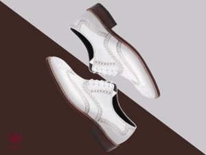 کفش چرم دستدوز تبریز رنگ سفید مدل سیمون