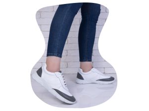 اسنیکر زنانه سفید طوسی