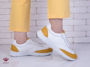 اسنیکر سفید زرد نخودی سی سی