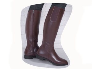 بوت چرم زنانه ساق بلند مدل شایگان قهوه ای 5