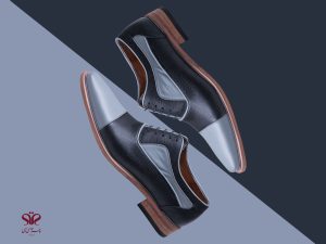 کفش چرم مردانه مدل اسپانیایی سرمه ای طوسی 1